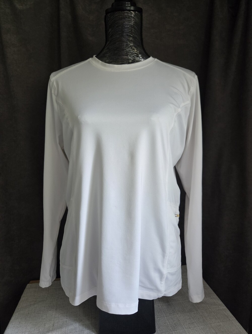 Womens White Long-Sleeve Performance Shirt